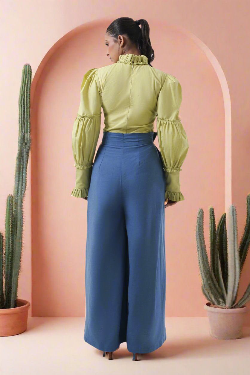 Jade Pleated Linen Flair Pant