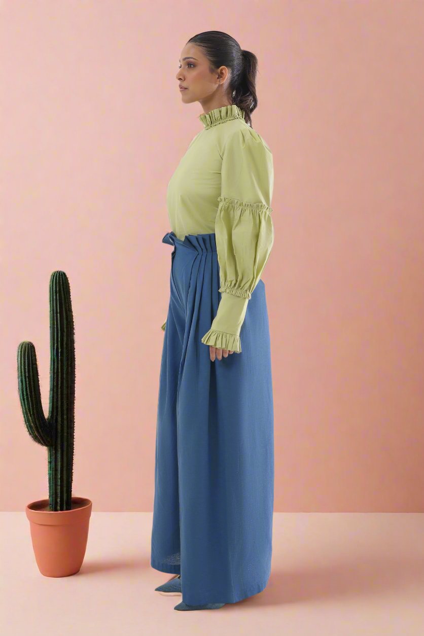 Jade Pleated Linen Flair Pant